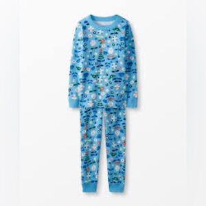 Hanna Andersson blue floral pajama set size 5 organic cotton